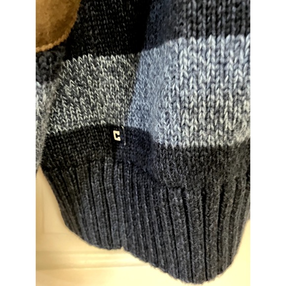 Chaps Old Money Sweater Men's XXL Navy stripe Cotton Pullover Elbow Patches Soft - Picture 9 of 11